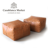Moroccan Contemporary Leather Pouf