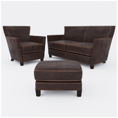 A set of furniture Briarwood Leather Loveseat from Crate &amp; Barrel