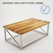 Wooden Table With Steel Frames