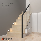Staircase with storage and mirror system
