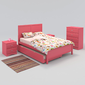 Furniture of America Colorpop 3-Piece Youth Bed, Trundle and Nightstand Set