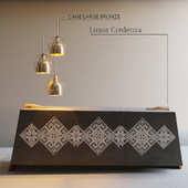Chest Luxor Credenza, Chandelier CAGE small WHITE