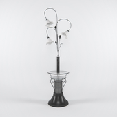 Floor lamp with a glass table