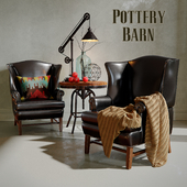 Thatcher Leather Wingback Chair  Pottery Barn set