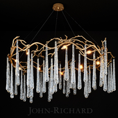 John Richard Brass and Glass Teardrop Eight-Light Chandelier