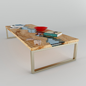 Wood Glass Coffe Table