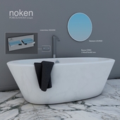 ванна отдельностоящая CONIC noken  кран напольный IMAGINE,  зеркало lounge 600мм