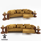 Autoban Union Sofa, pill lamp 261, mushroom family coffee table