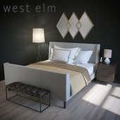 West Elm / Leather Sleigh Bed