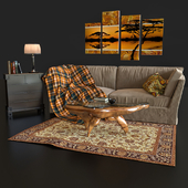 Комплект мебели в полуэтническом стиле с диваном Meridiani