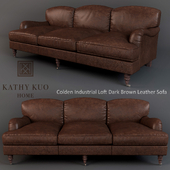 Colden Dark Brown Leather Wood Sofa