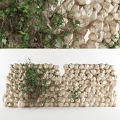 Sandstone rustic wall with ivy