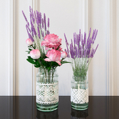 Decorative set - flowers in banks / Decorative set of flowers in jar