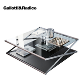 Nox Glass Wood and Metal Coffee Table by Gallotti & Radice