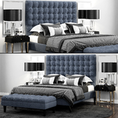 Кровать TOV Furniture Eden Grey Velvet Tufted