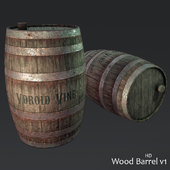 Wood barrel v1 (low poly) HD