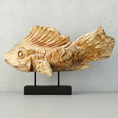 Hand Carved Driftwood Fish On Stand