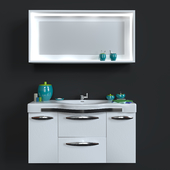 I washbasin with mirror + decorative set