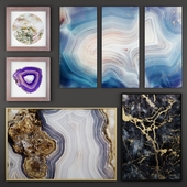 A set of 10 paintings with minerals
