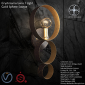 Crystorama Luna 1 Light Gold Sphere Sconce