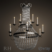 MARCHÉ FRENCH EMPIRE GLASS 2-TIER CHANDELIER 44"