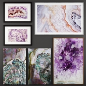 A set of 12 paintings with minerals