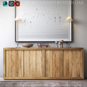 RECLAIMED RUSSIAN OAK PANEL 4-DOOR WOOD SIDEBOARD