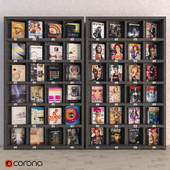 Display racks with books and magazines