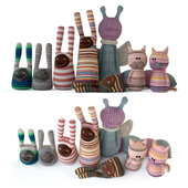 Set of textile toys from socks
