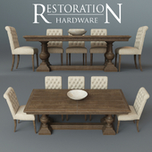 St. James Rectangular Dining Table&Bennett Roll-Back Side Chair