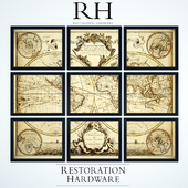 Restoration Hardware L'isle's 1720 World Map Frames