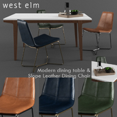 West elm Slope Leather Dining Chair with modern table