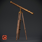 Brass telescope on a tripod