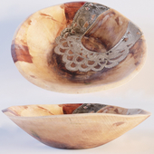 Wood Parat Bowl With Metal Inlay