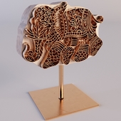Wood Block Print Elephant With Stand