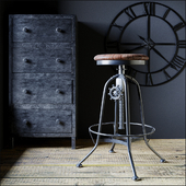 Industrial Clock House backless stool
