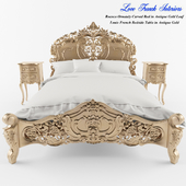 Rococo Ornately Carved Bed in Antique Gold Leaf