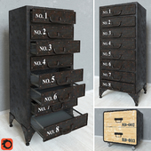 Industrial Loft Rustic Iron 8 Drawer Dresser + DIALMA BROWN &quot;COMODINO&quot;