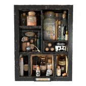 shadowbox with bottles