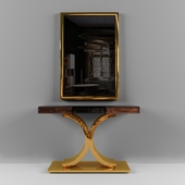 Large Gold Italian Wall Mirror and console