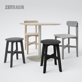 Zeitraum 1.3 Stool and 1.3 Chair with Kontra Table