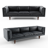 Rosewood and Original Black Leather Sofa by Illum Wikkelsø