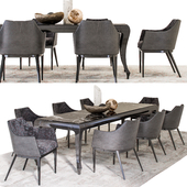 Dining Set - ALBERT-ONE Chair and NEW YORK Table with decoration