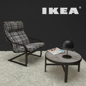 IKEA Poang chair,  ALIVAR table, Cheshire Lamp