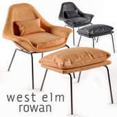 Rowan Leather Chair and Ottoman by West Elm