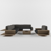 wooden sofa+center table