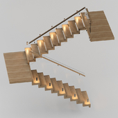 Modern staircase made of wood and glass with backlighting Astro 7481 Borgo 43