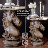 Horse Head Sculpture End Table and decorative set (vray + corona)