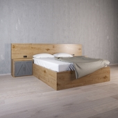 Двуспальная кровать с тумбами и встроенным изголовьем "Анкоридж"