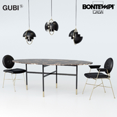 Bontempi Glamour table, Penelope chair, Gubi Multi-Lite